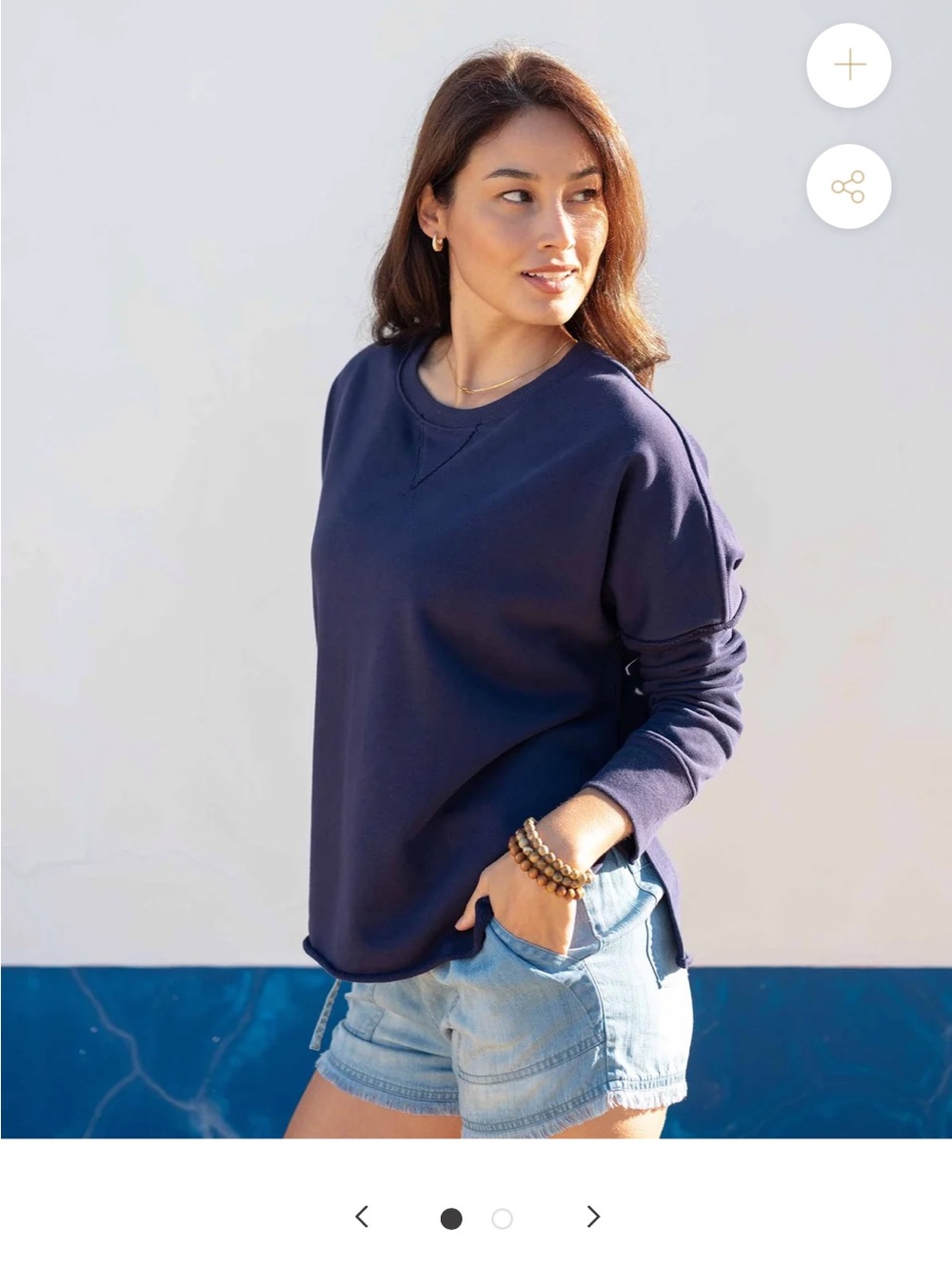 MERSEA FRENCHIE RAW EDGE CREWNECK Navy Size S/M
